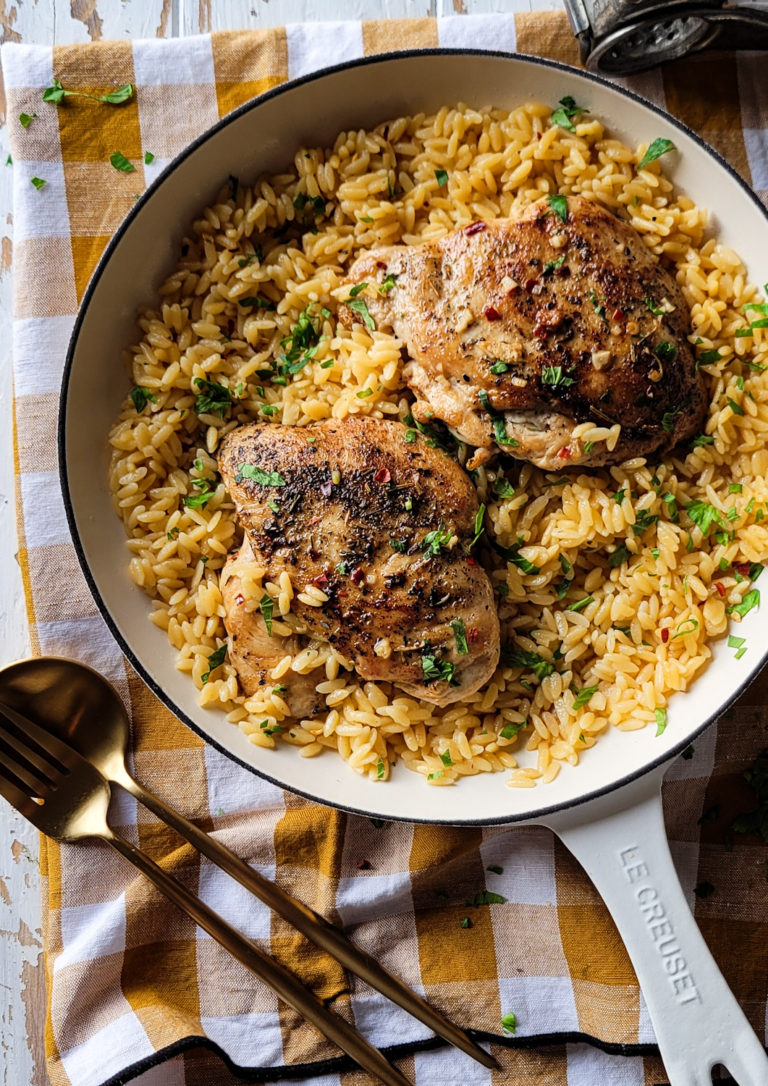 Skillet Garlic Butter Chicken And Orzo The Lemon Apron