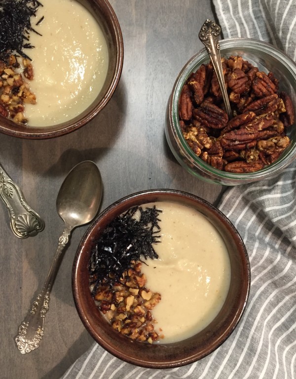 Za'atar roasted cauliflower and kohlrabi soup