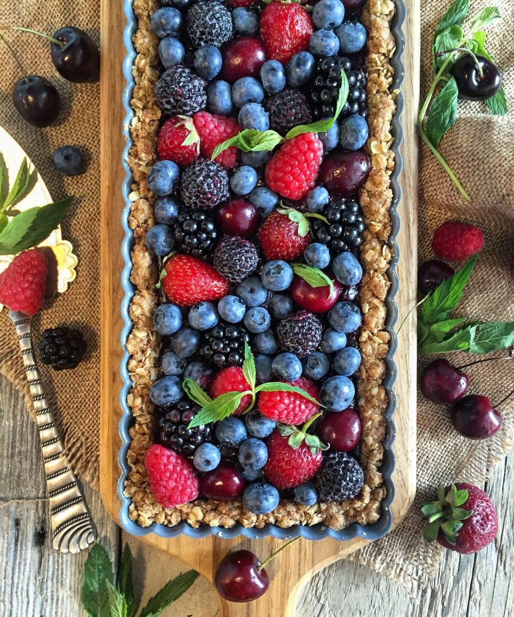 Summer Berry Tart in an Oatmeal Crust