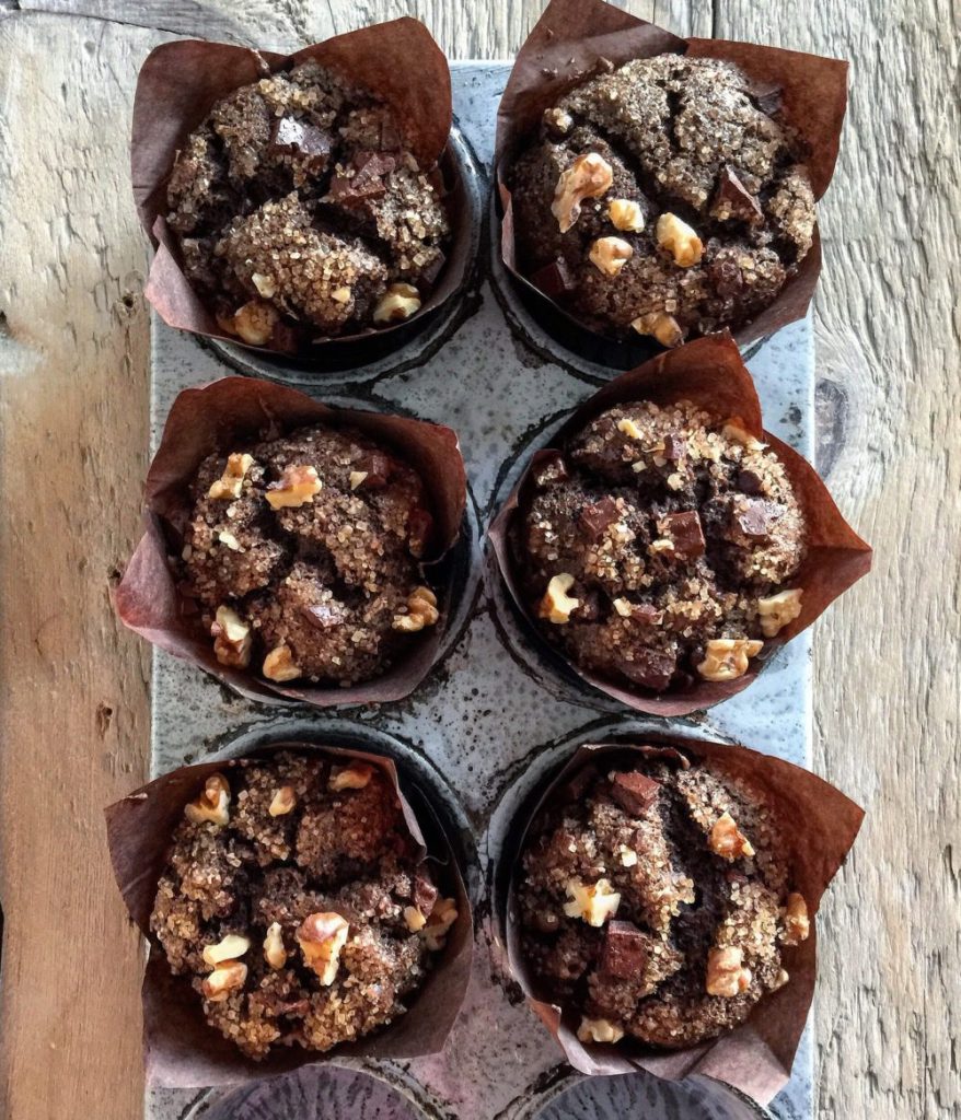 espresso chocolate walnut muffins