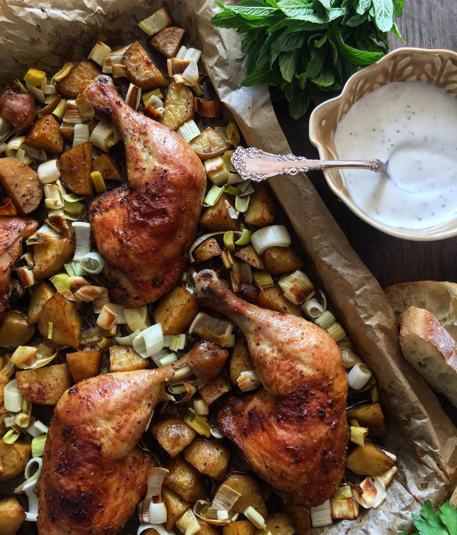 Harissa Chicken, Leeks and Potatoes