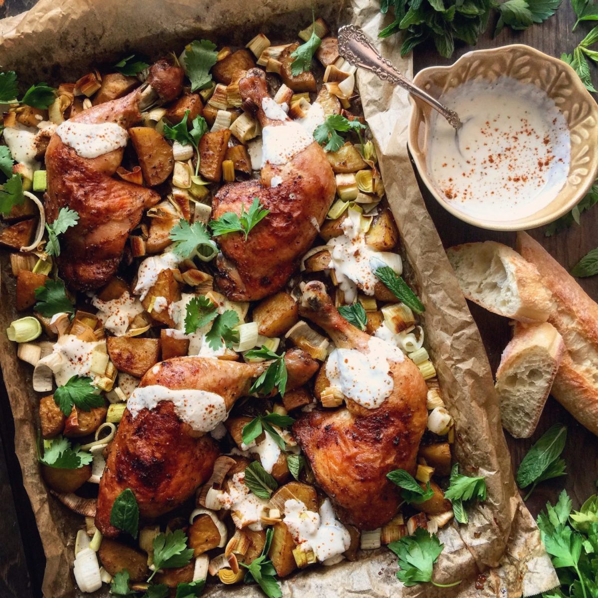 Harissa Chicken, Leeks and Potatoes