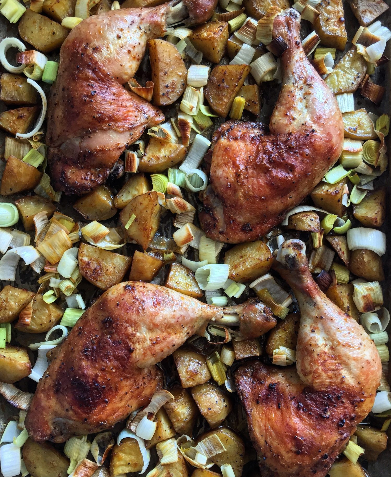 Harissa Chicken, Leeks and Potatoes