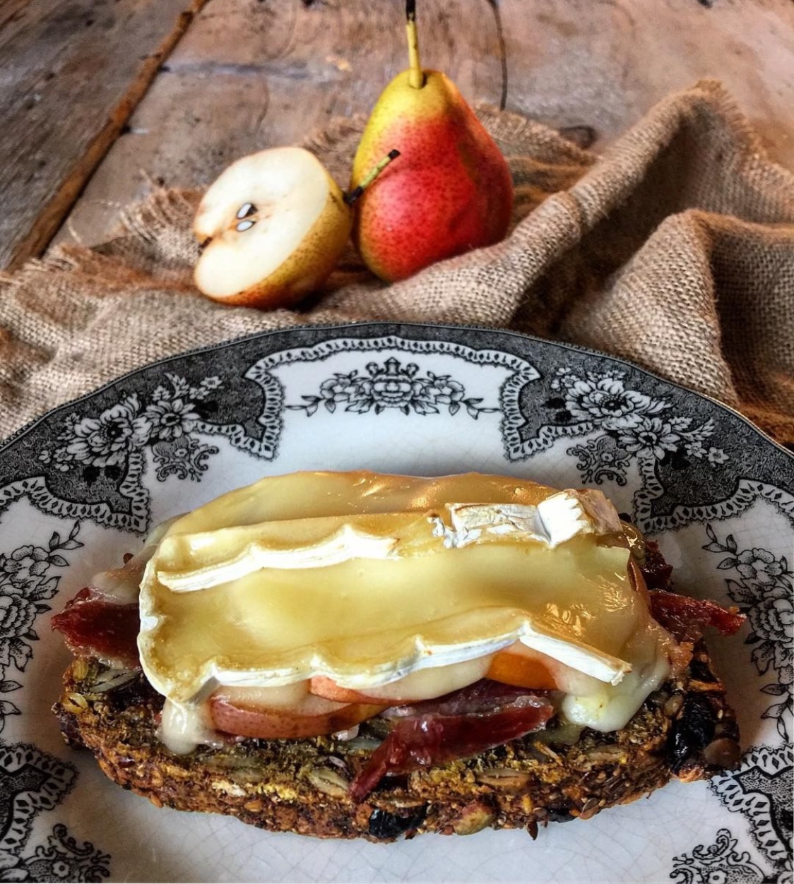 Nut and Seed Loaf with Brie, Pear and Prosuitto