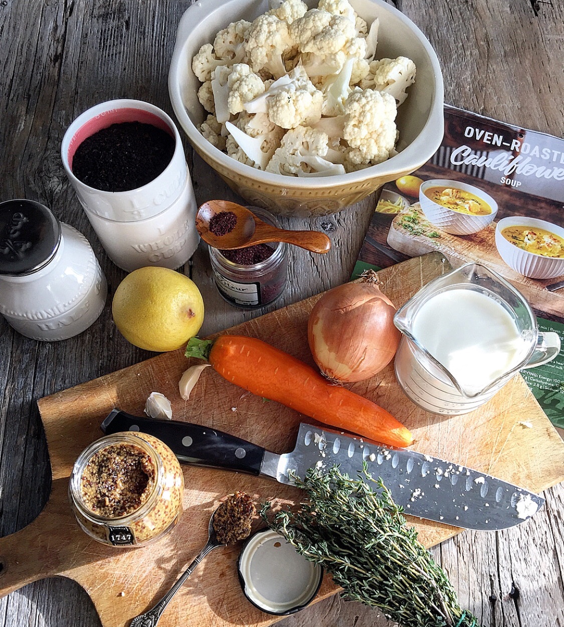 Roasted Cauliflower Soup prep