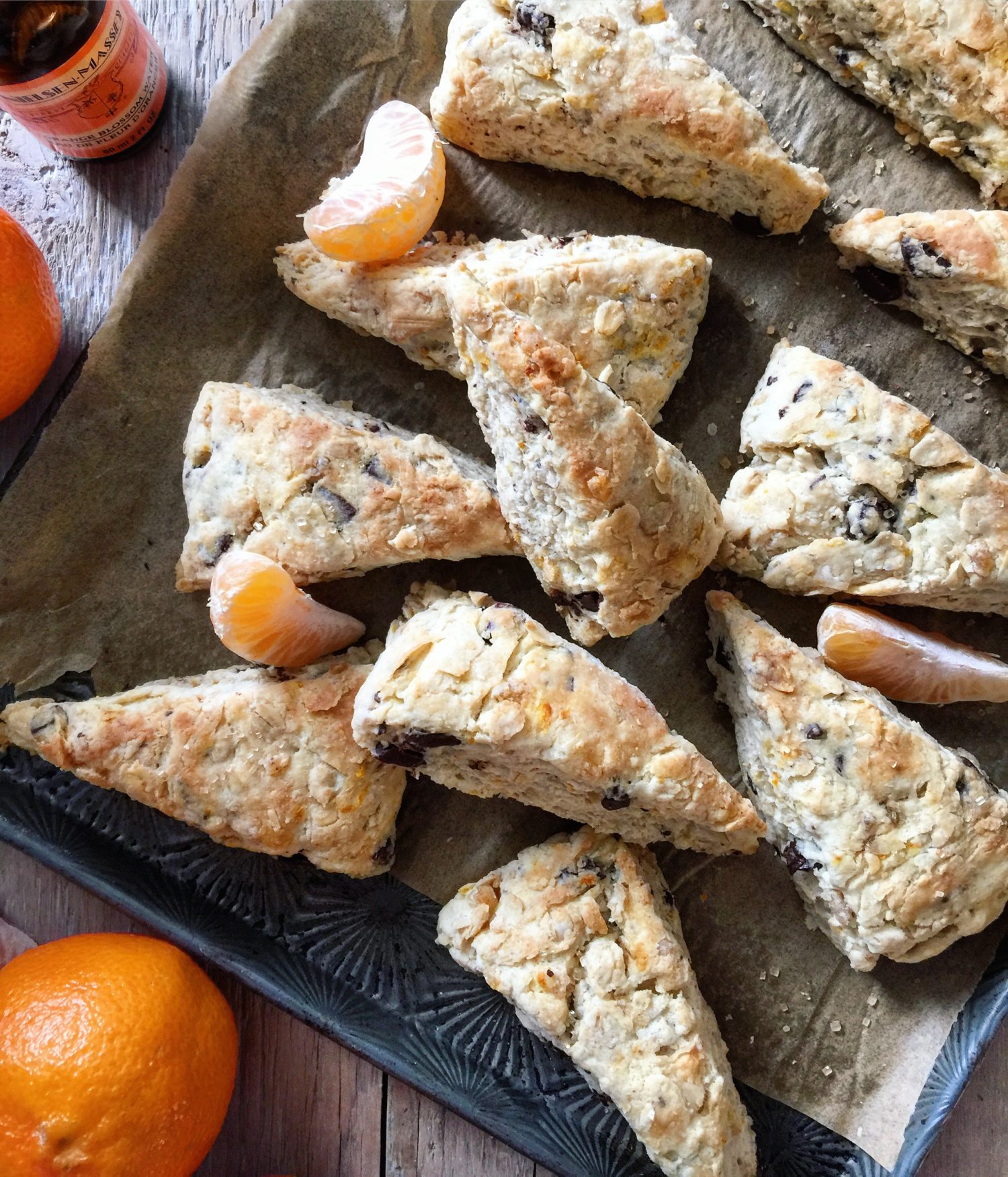 Oatmeal Scones with Orange, Ginger and Chocolate