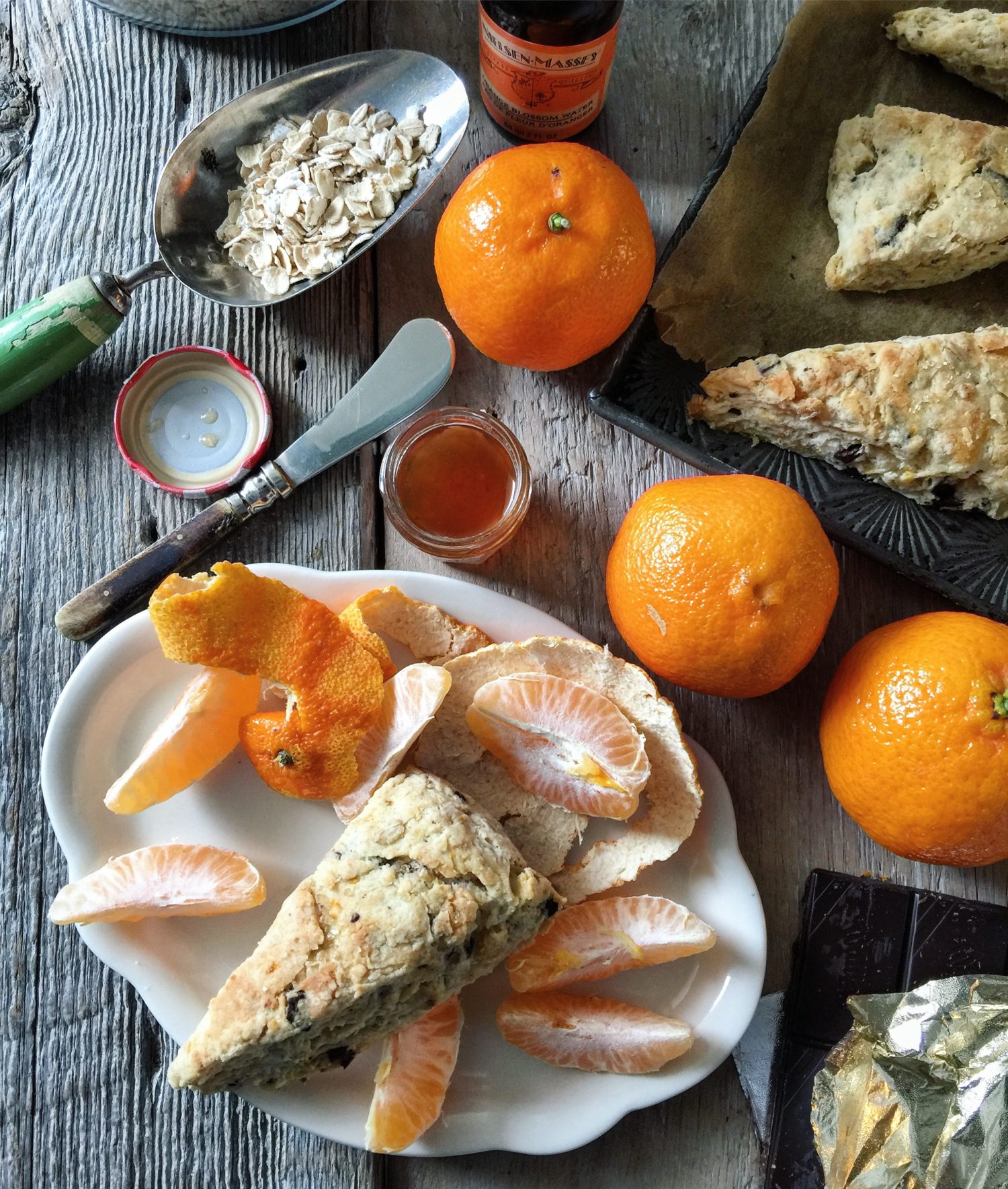 Oatmeal Scones with Orange, Ginger and Chocolate