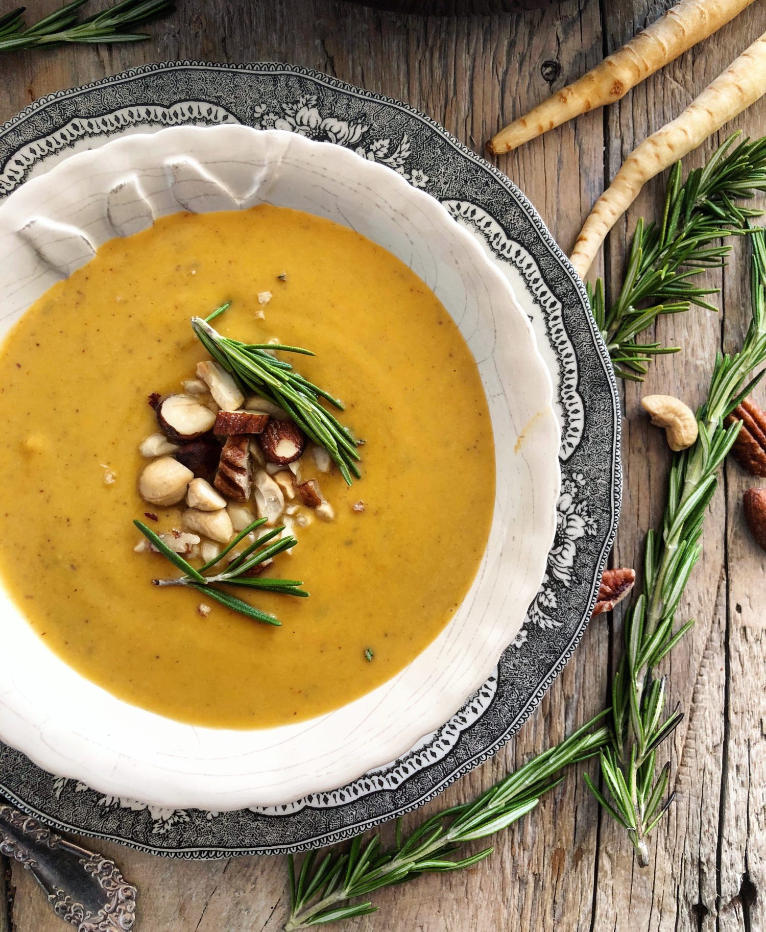 Parsnip, Rosemary and Mixed Nuts Soup