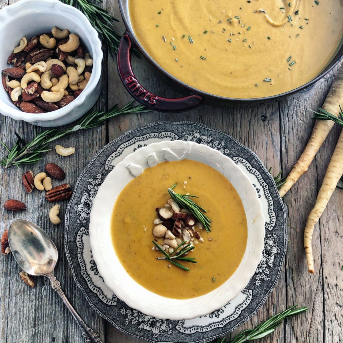 Parsnip, Rosemary and Mixed Nuts Soup