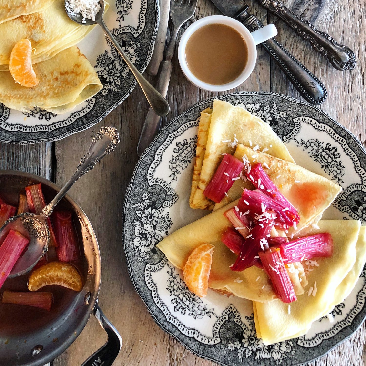 Roasted Rhubarb Crepes