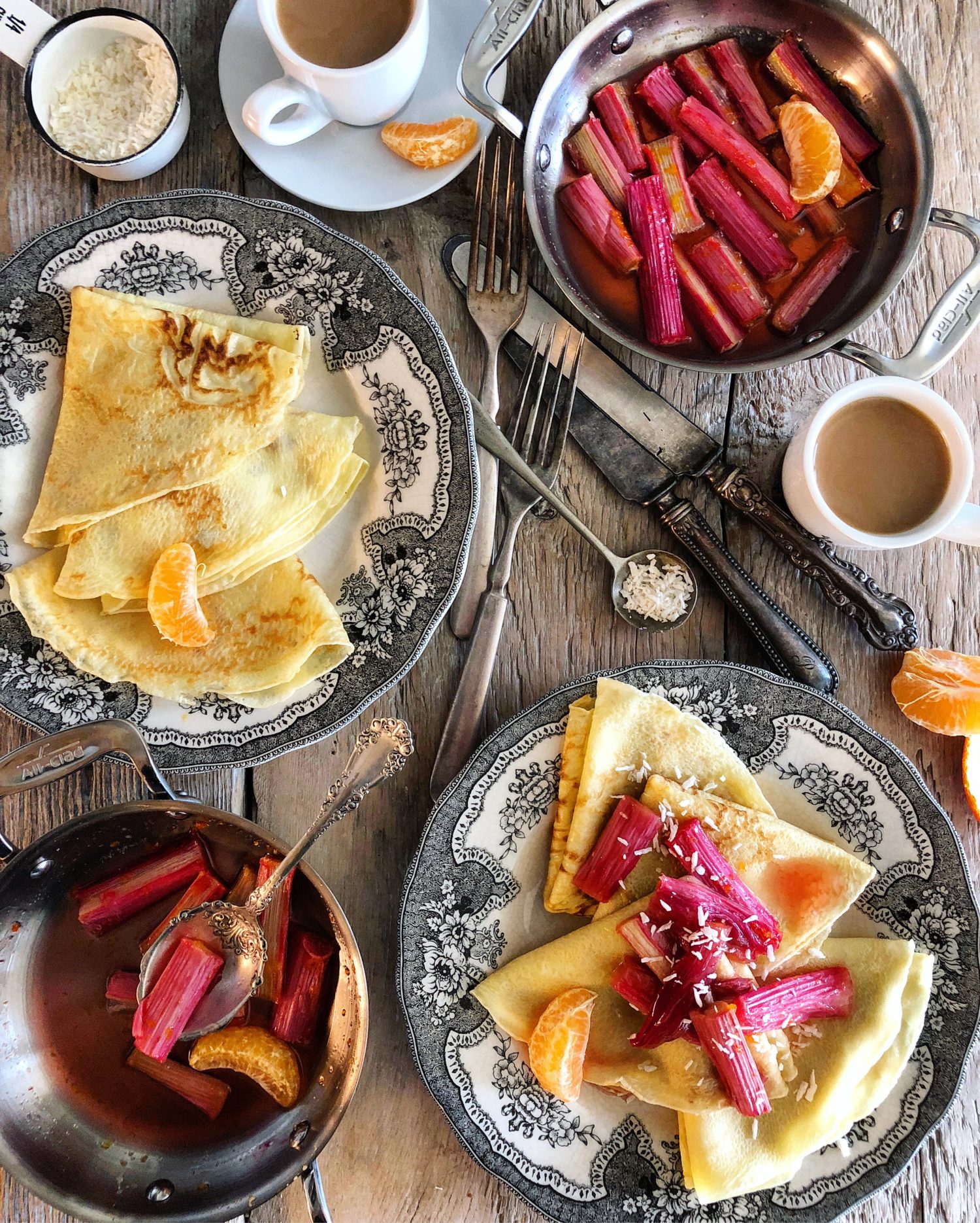 Roasted Rhubarb Crepes