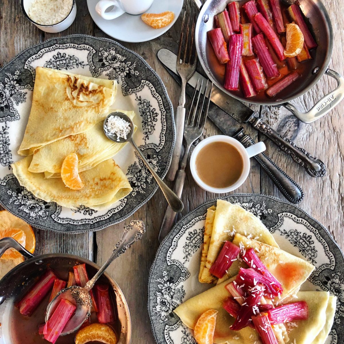 Roasted Rhubarb Crepes