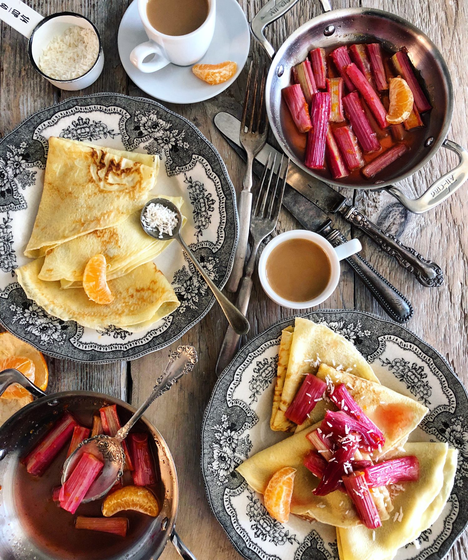 Roasted Rhubarb Crepes