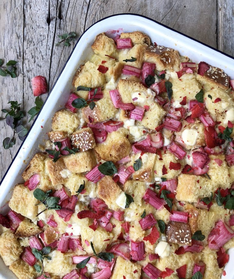 Rhubarb and White Chocolate Bread Pudding The Lemon Apron
