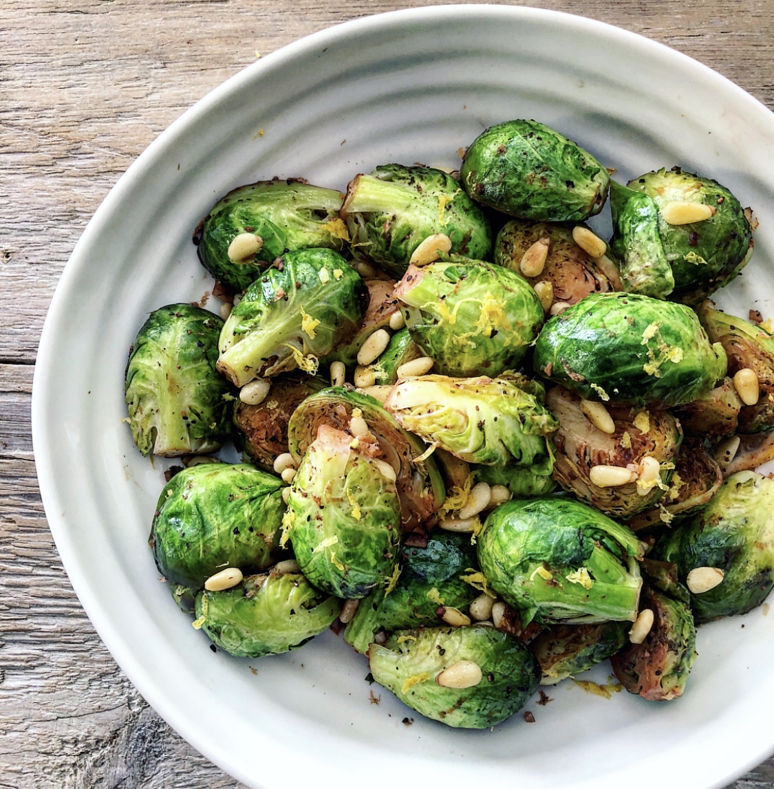 Sauteed Brussels Sprouts with Pine Nuts