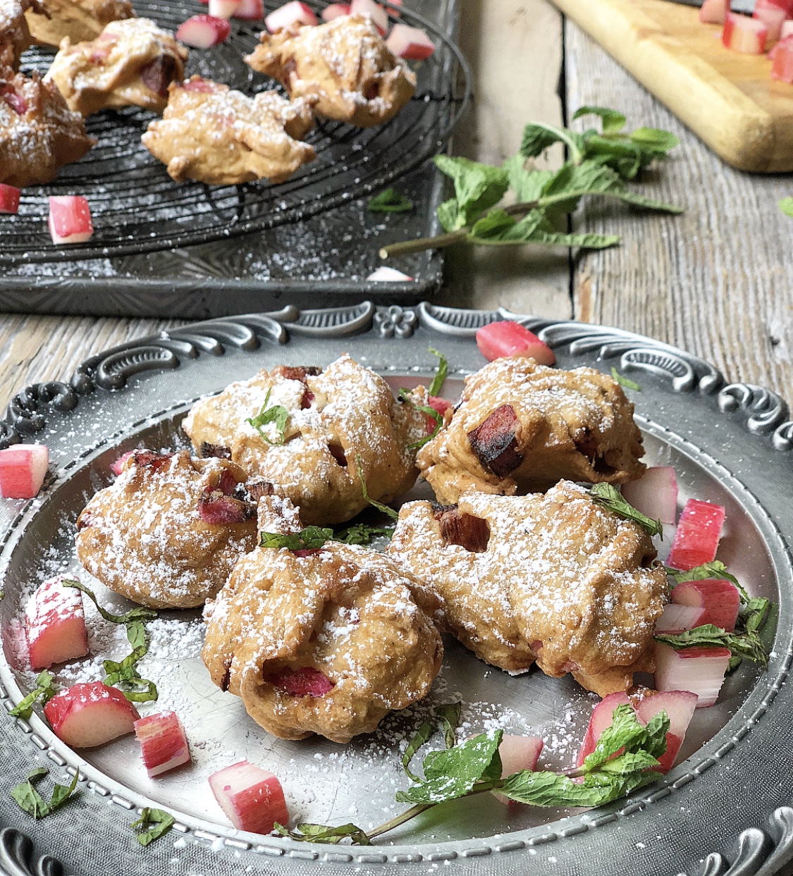 Rhubarb Cardamom Fritters