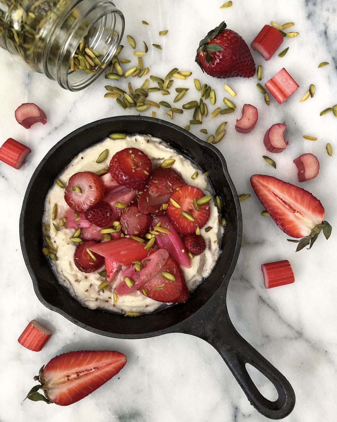 Rhubarb and Almond Grits