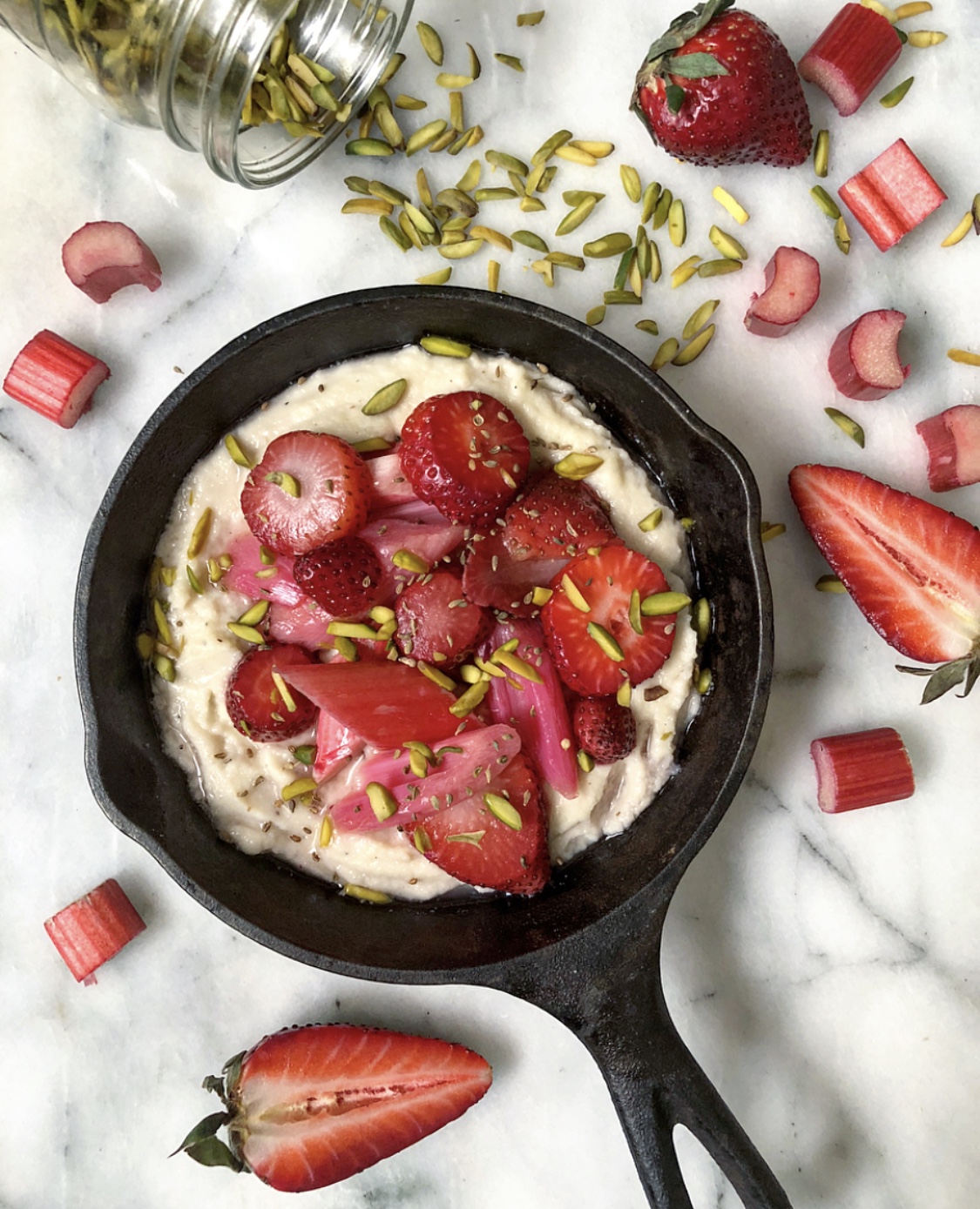 Rhubarb and Almond Grits