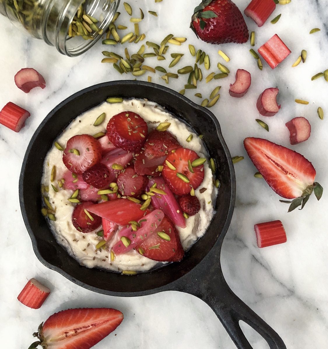 Rhubarb and Almond Grits