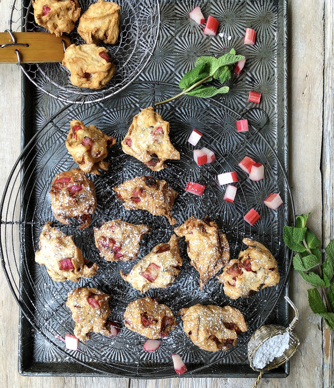 rhubarb cardamom fritters