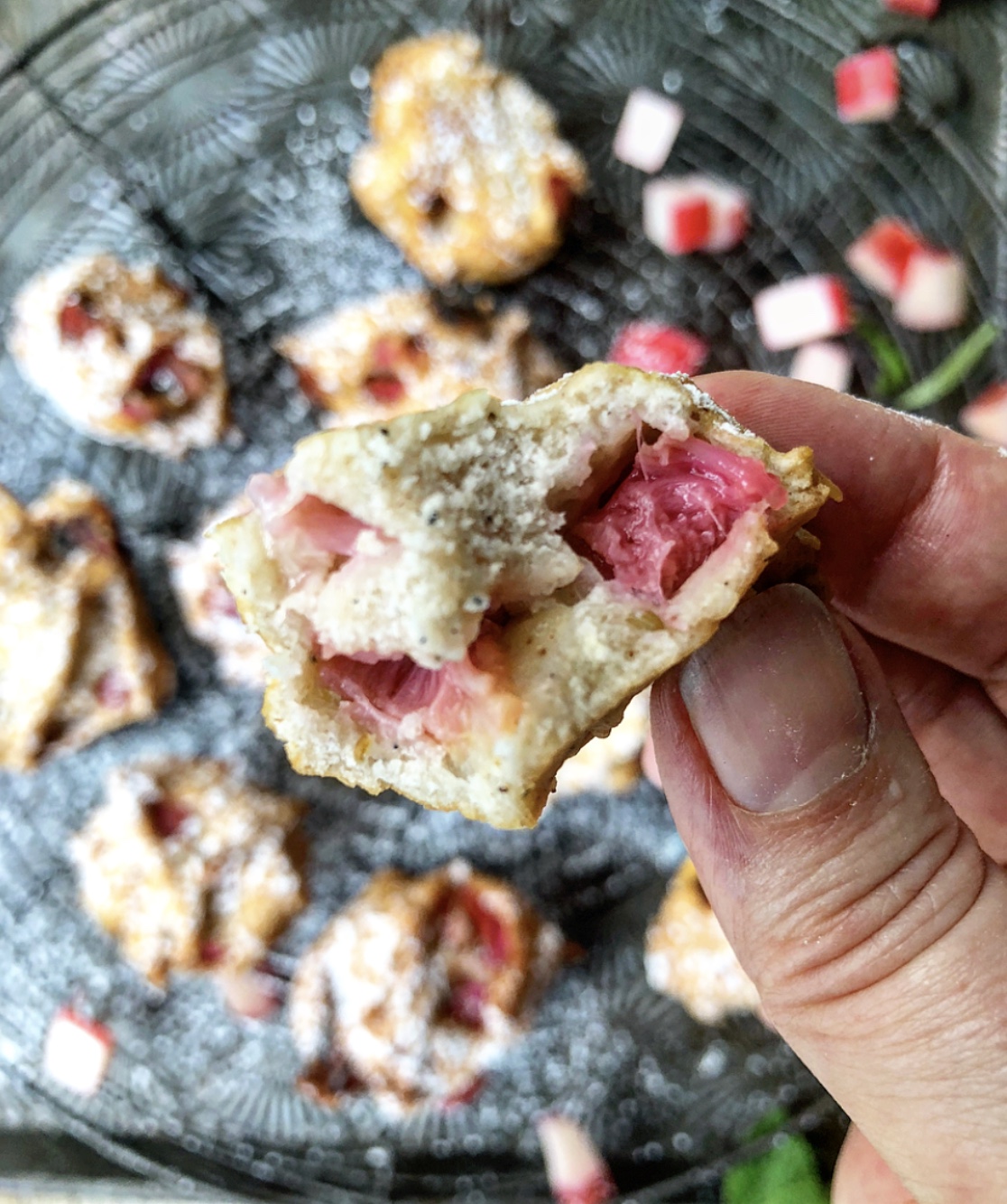 Rhubarb Cardamom Fritters