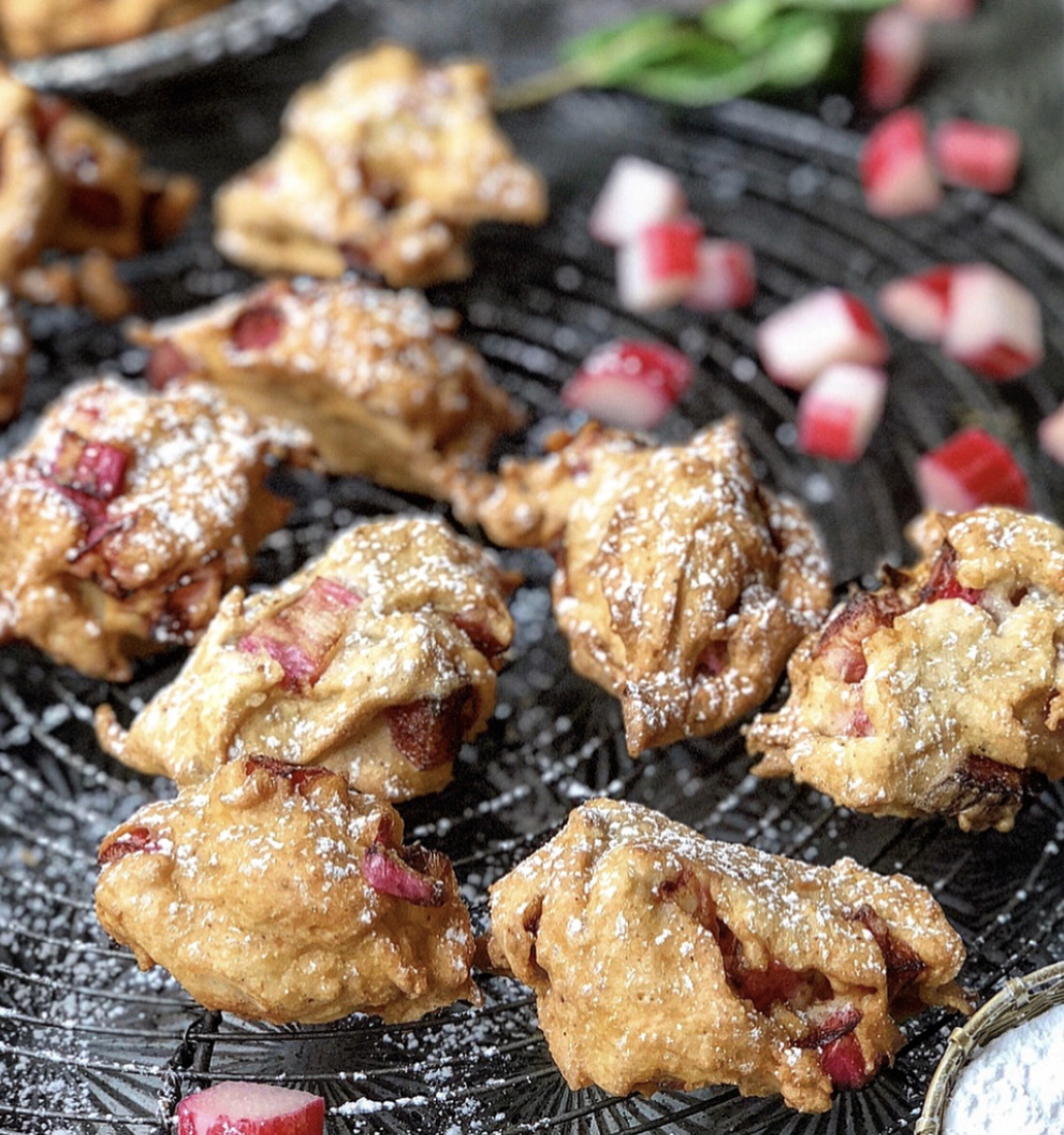 rhubarb cardamom fritters