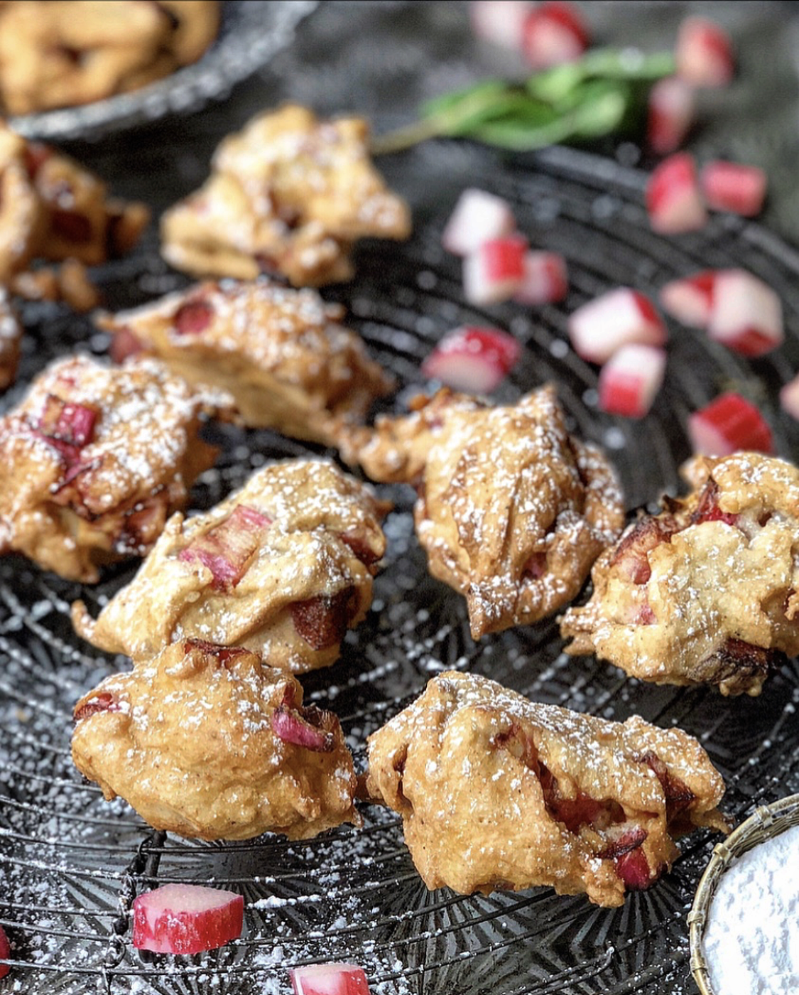 rhubarb cardamom fritters