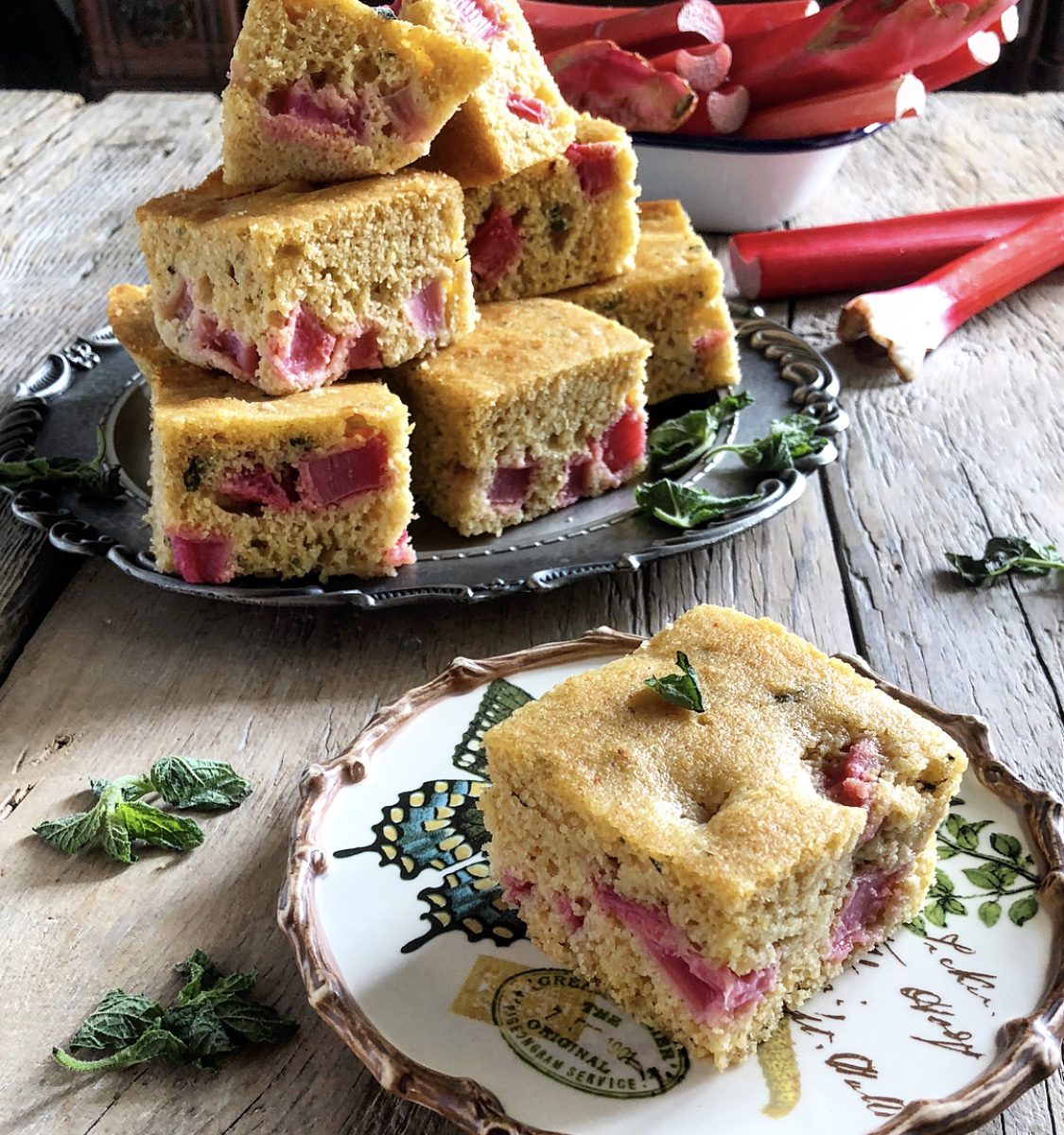 Rhubarb and Mint Cornbread