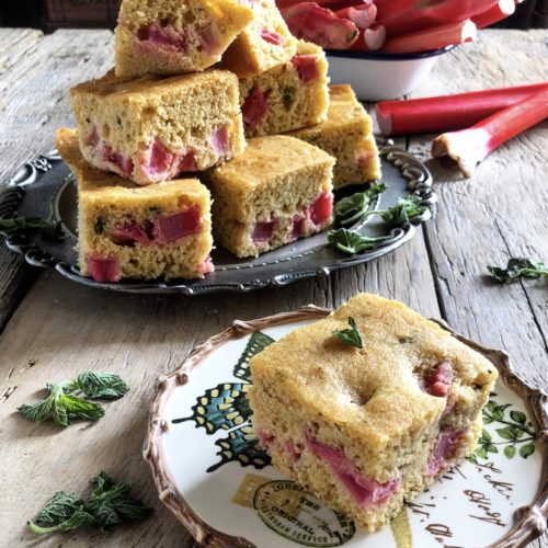 Rhubarb and Mint Cornbread