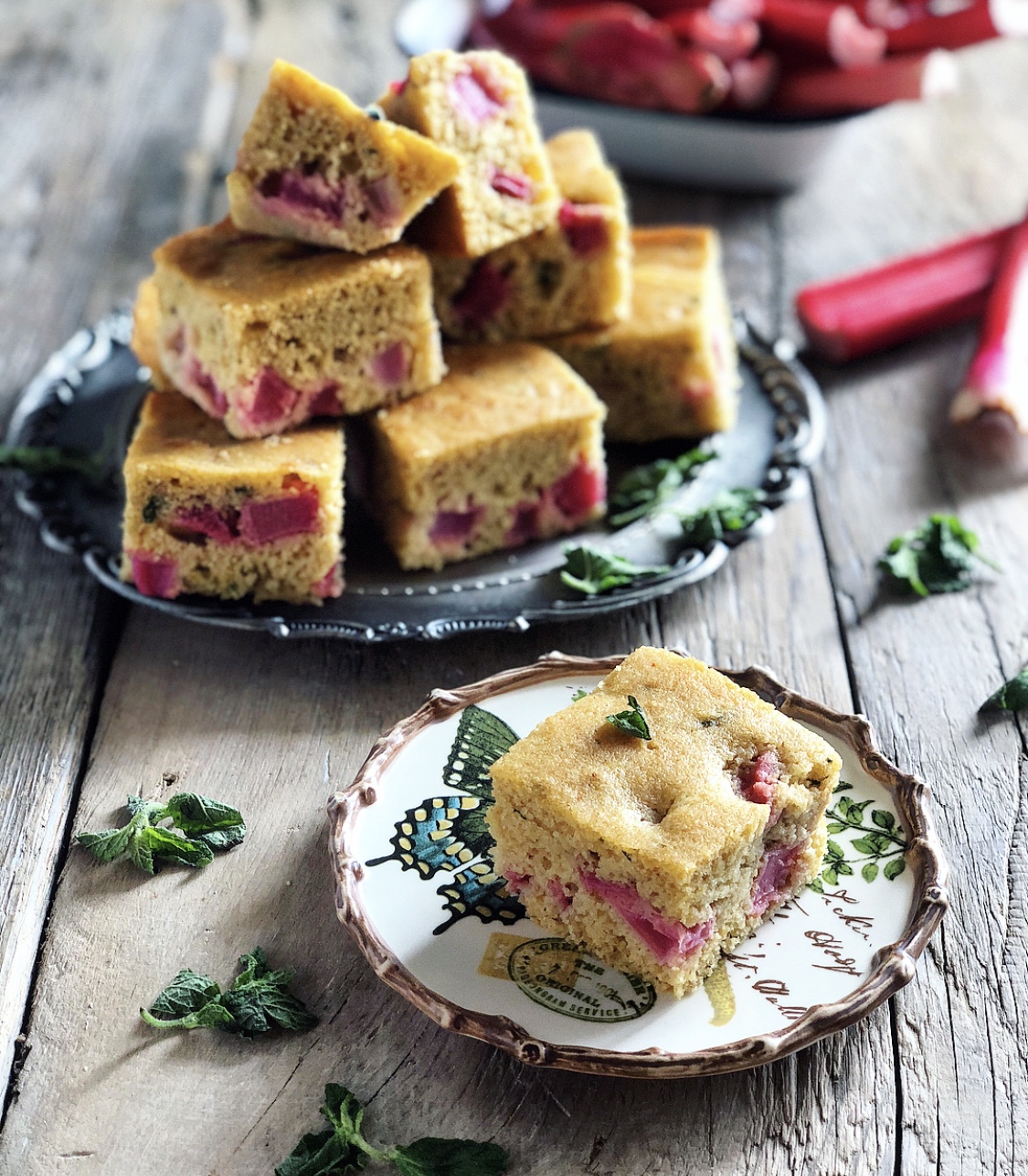 Rhubarb and Mint Cornbread