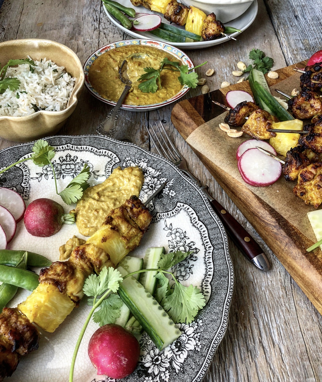 Chicken and Pineapple Satay, Peanut Sauce The Lemon Apron