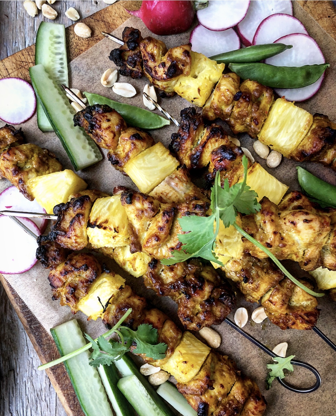 Chicken and Pineapple Satay, Peanut Sauce The Lemon Apron