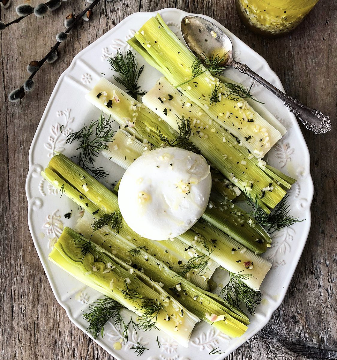 Braised Leeks with Burrata