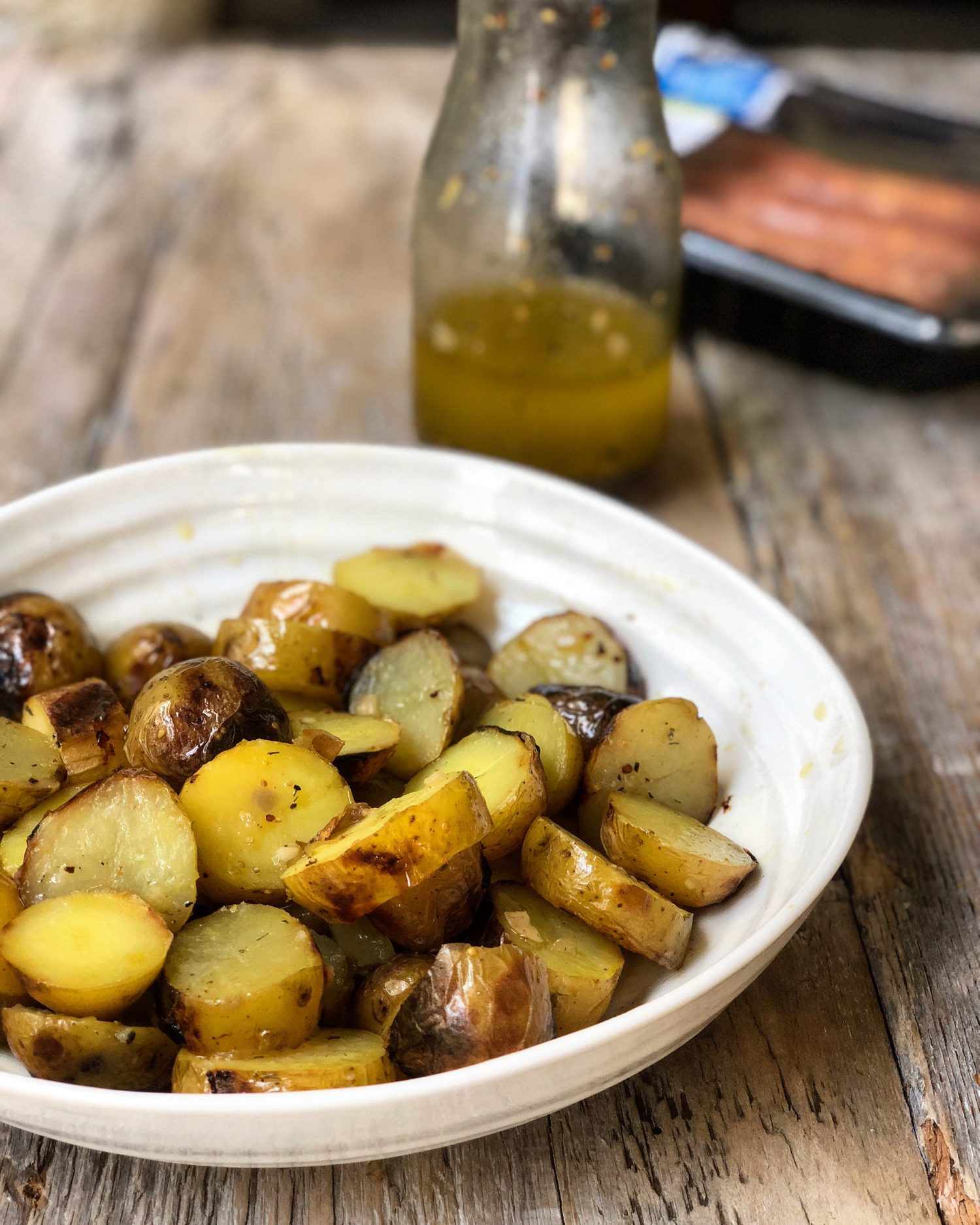 Grilled potatoes and vinaigrette