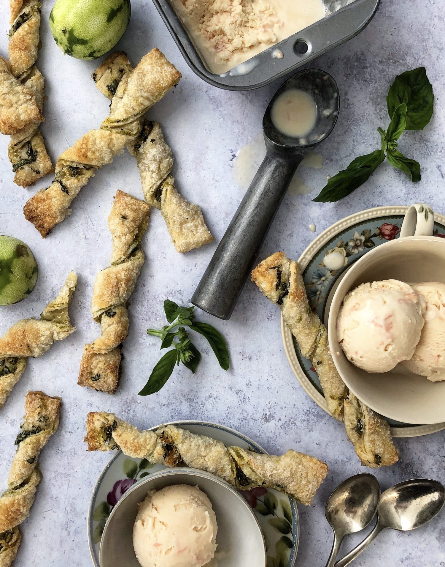 Pink Grapefruit Ice Cream with Citrus Twists