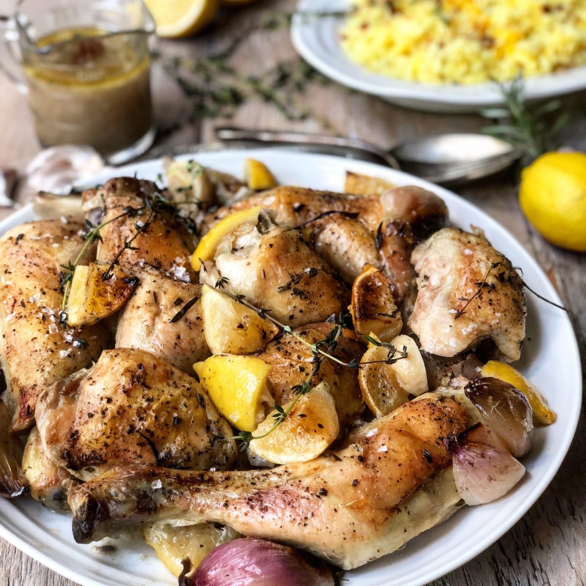 The most aromatic Mediterranean Chicken with 20 cloves of garic