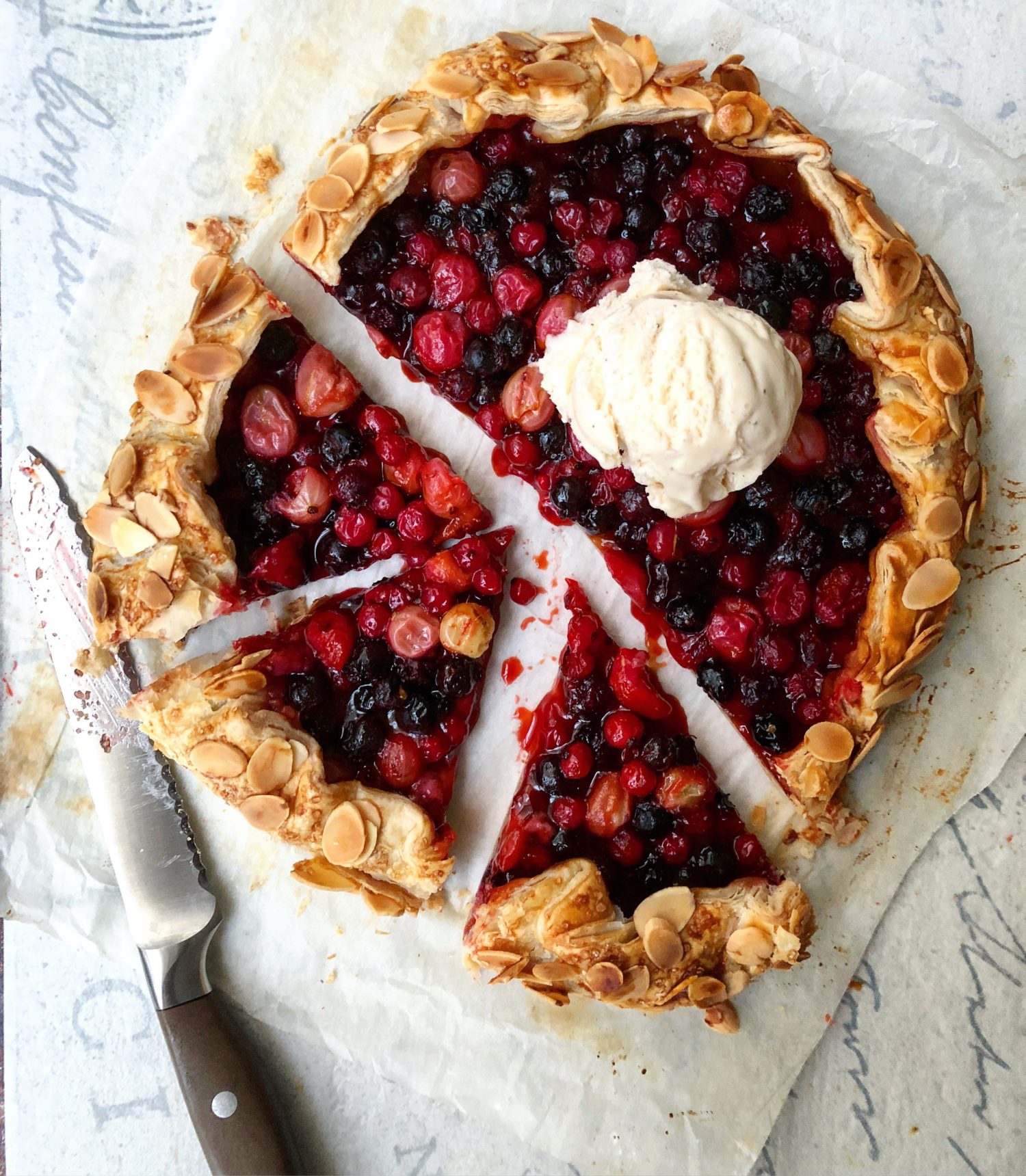 Tart and Sweet Rosewater and Saffron Honey Currant and Gooseberry Crostata