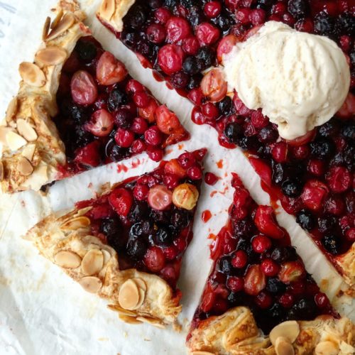 Tart and Sweet Rosewater and Saffron Honey Gooseberry and Currant Crostata