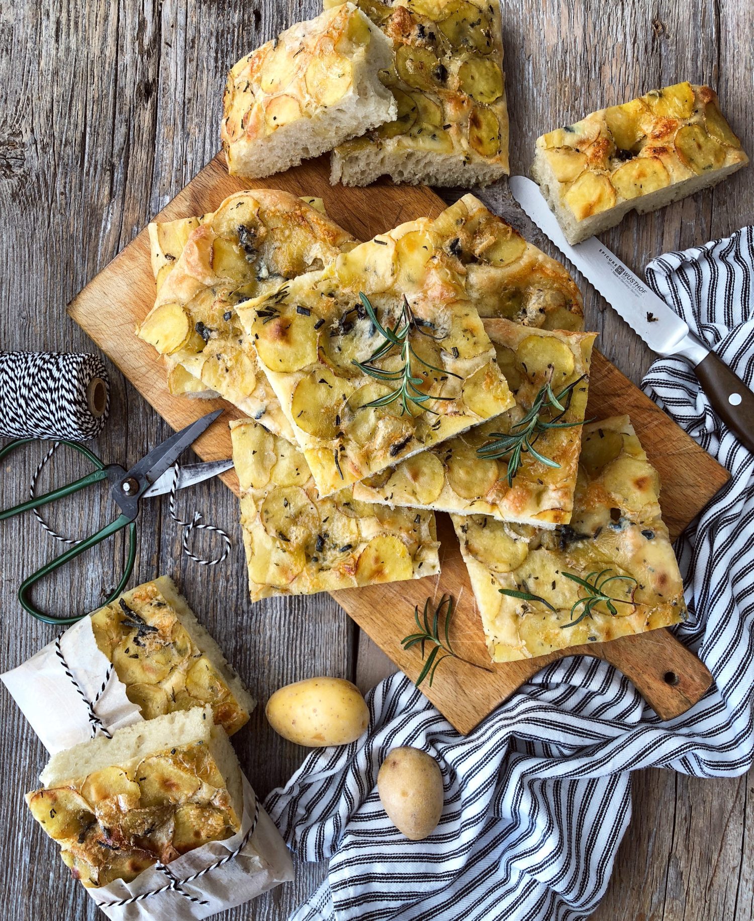 Potato Rosemary and Blue Cheese Focaccia