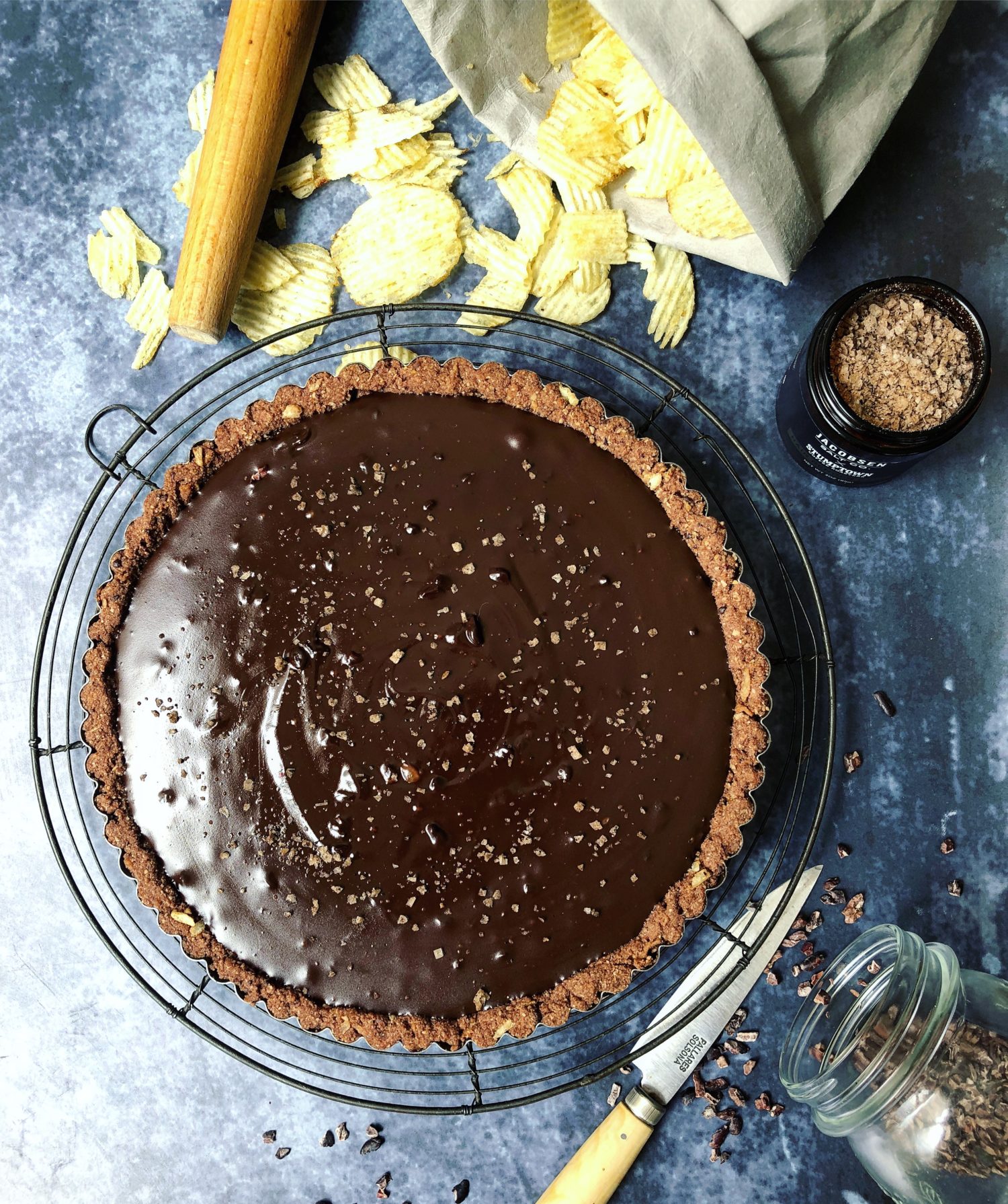 Salted Pretzel Chocolate Tart