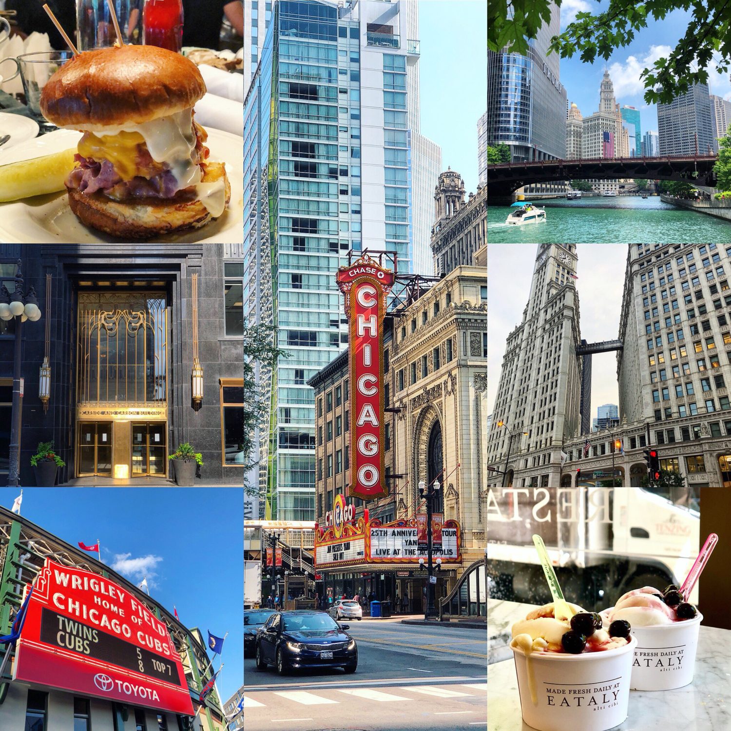 Chicago Collage Wrigley Field, River, Eataly