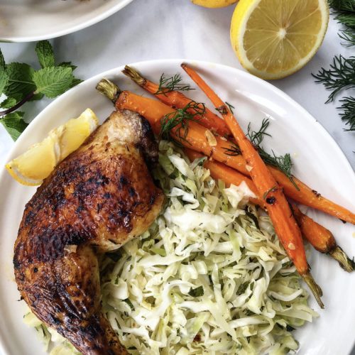 Juicy Lebanese Chicken, Malfouf salad and Tunisian Carrots