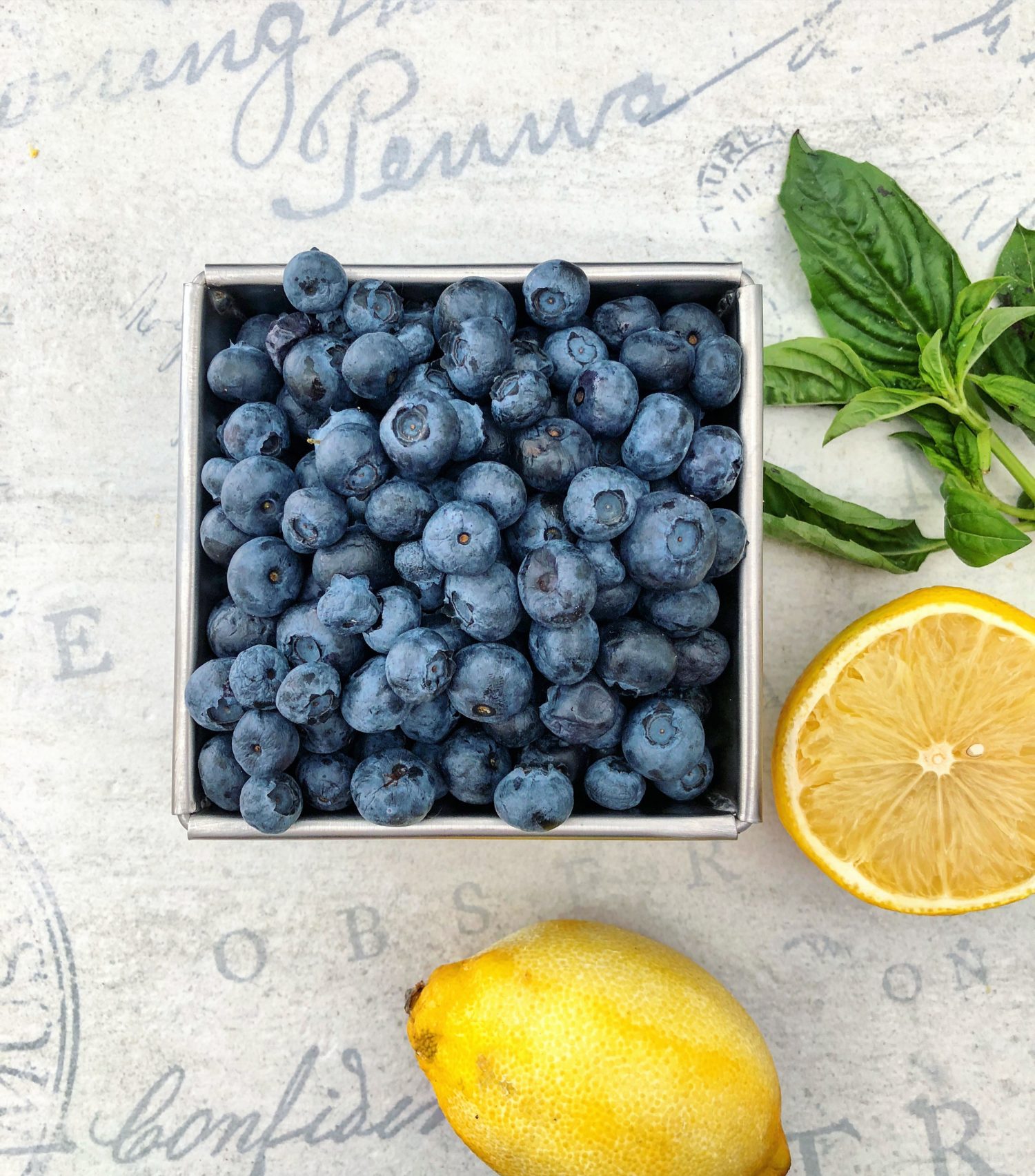 Lemon Blueberries and Basil