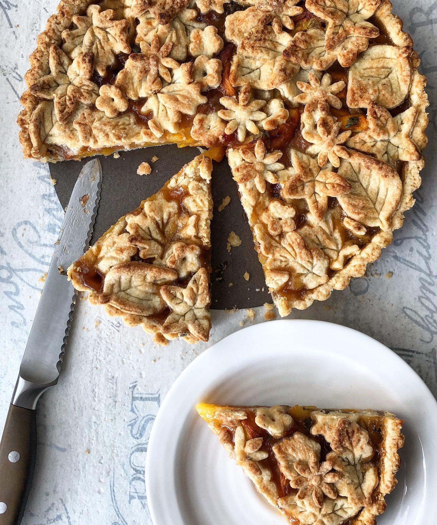 Tender Peach Lavender Honey Pie