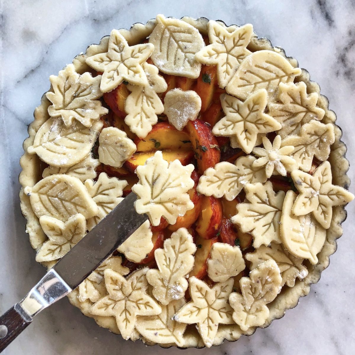 Tender Peach Lavender Honey Pie