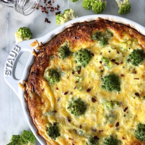 Romanesco and Cheddar Crustless Quiche