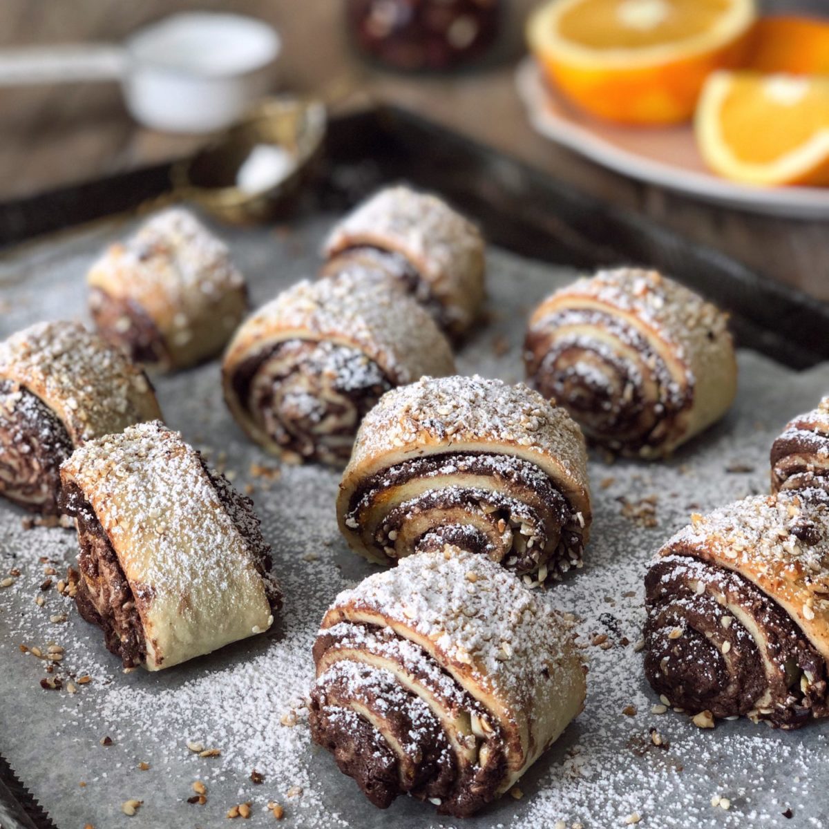 Mini Hazelnut, Sesame and Nutella Rolls