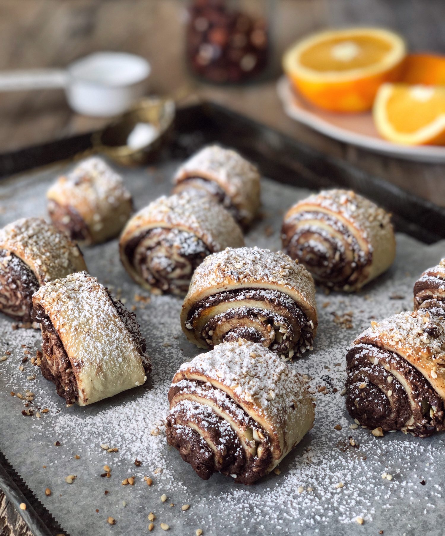 Mini Hazelnut, Sesame and Nutella Rolls