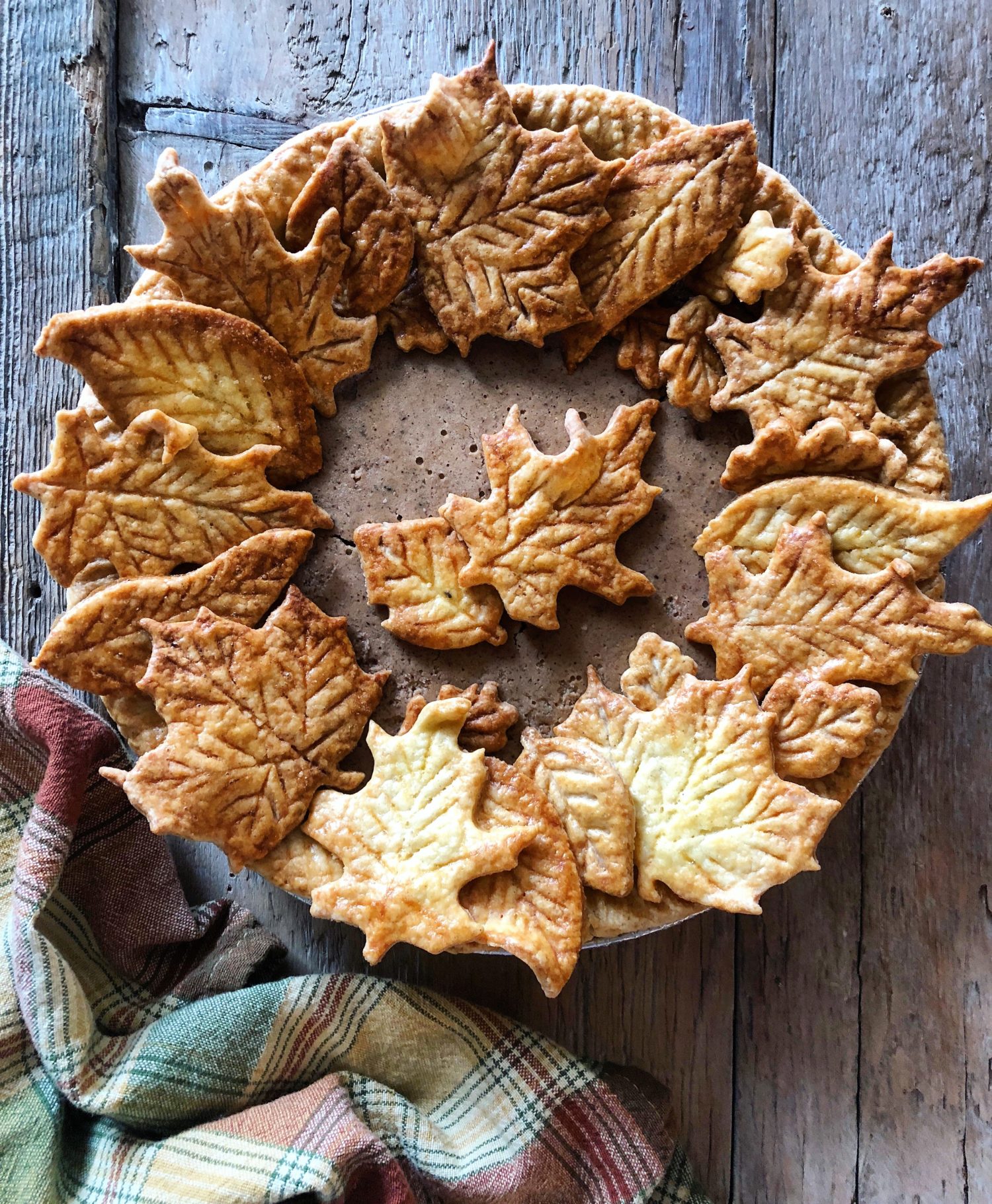 Apple Butter Pie with Leaf cutouts added after baking