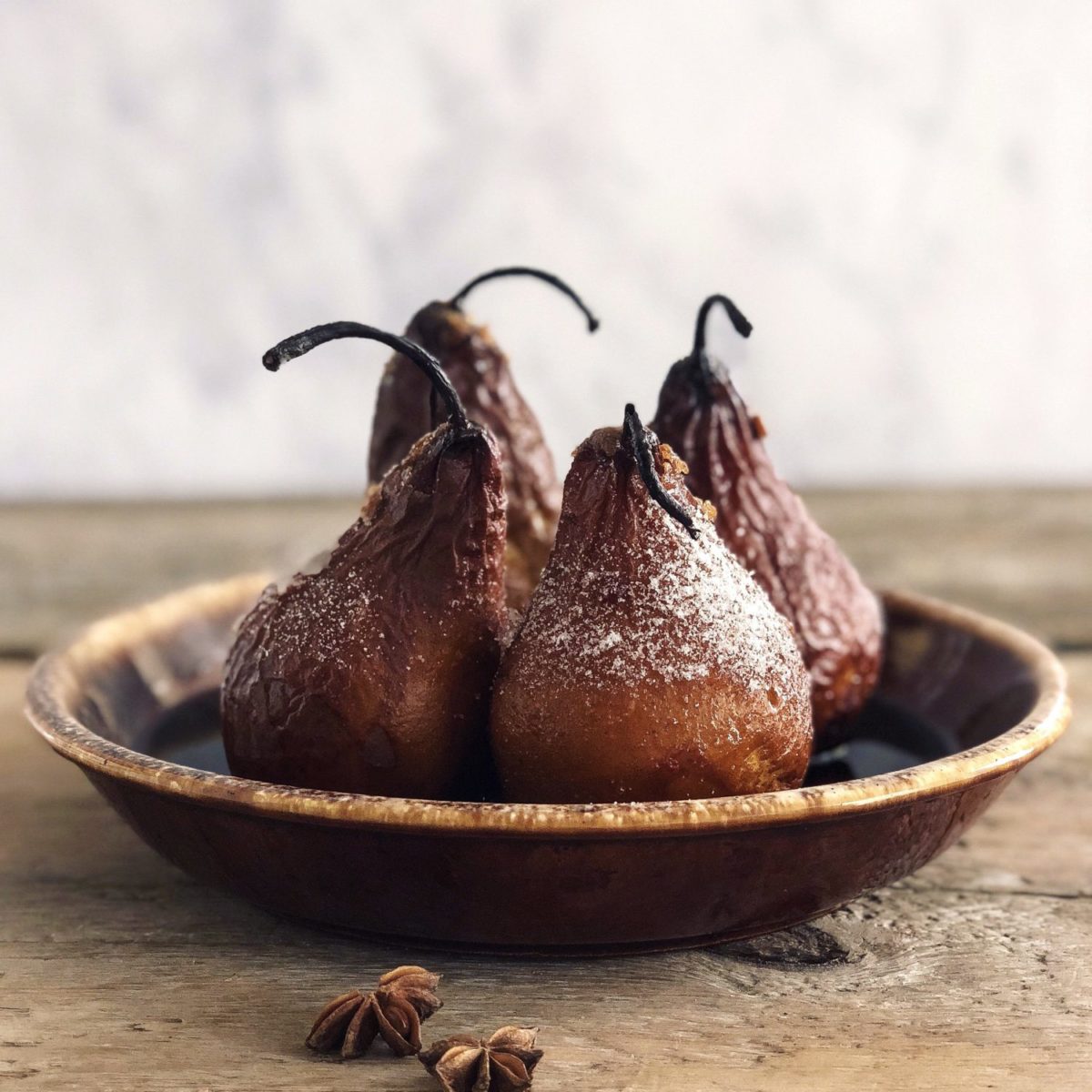 Spiced Wine Roasted Pears